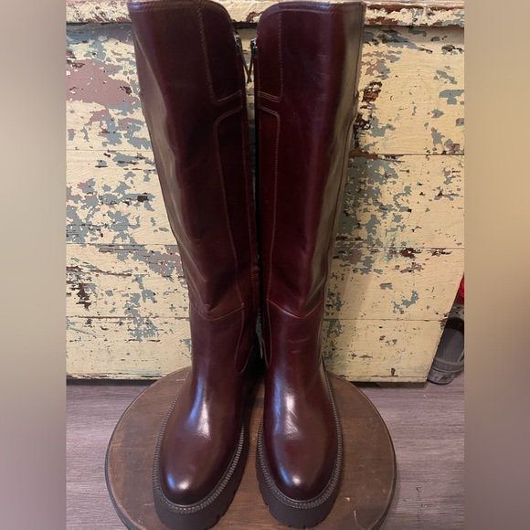 Sam Edelman Shoes - Sam Edelman Elayna Womens Size 8 Pecan Lea Leather Riding Boots Zip Up Shoes